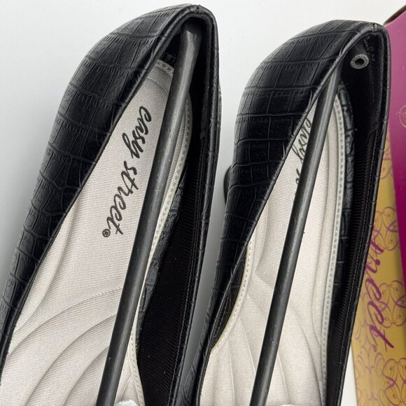 Easy Street Womens Fabulous Black Crocodile Embossed Heels Pumps Size 9 - Picture 6 of 9